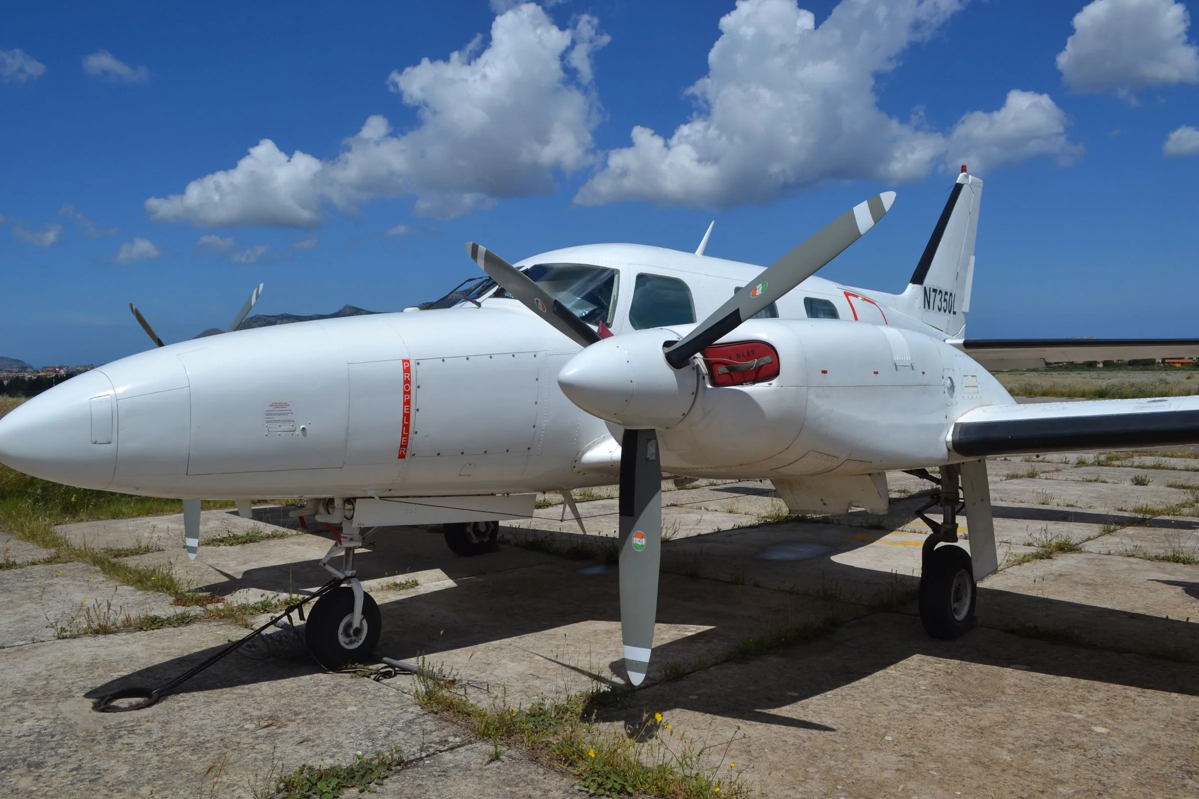 Exterior view of a 1970 Piper PA-31P-425 Pressurized Navajo, I-CICA.