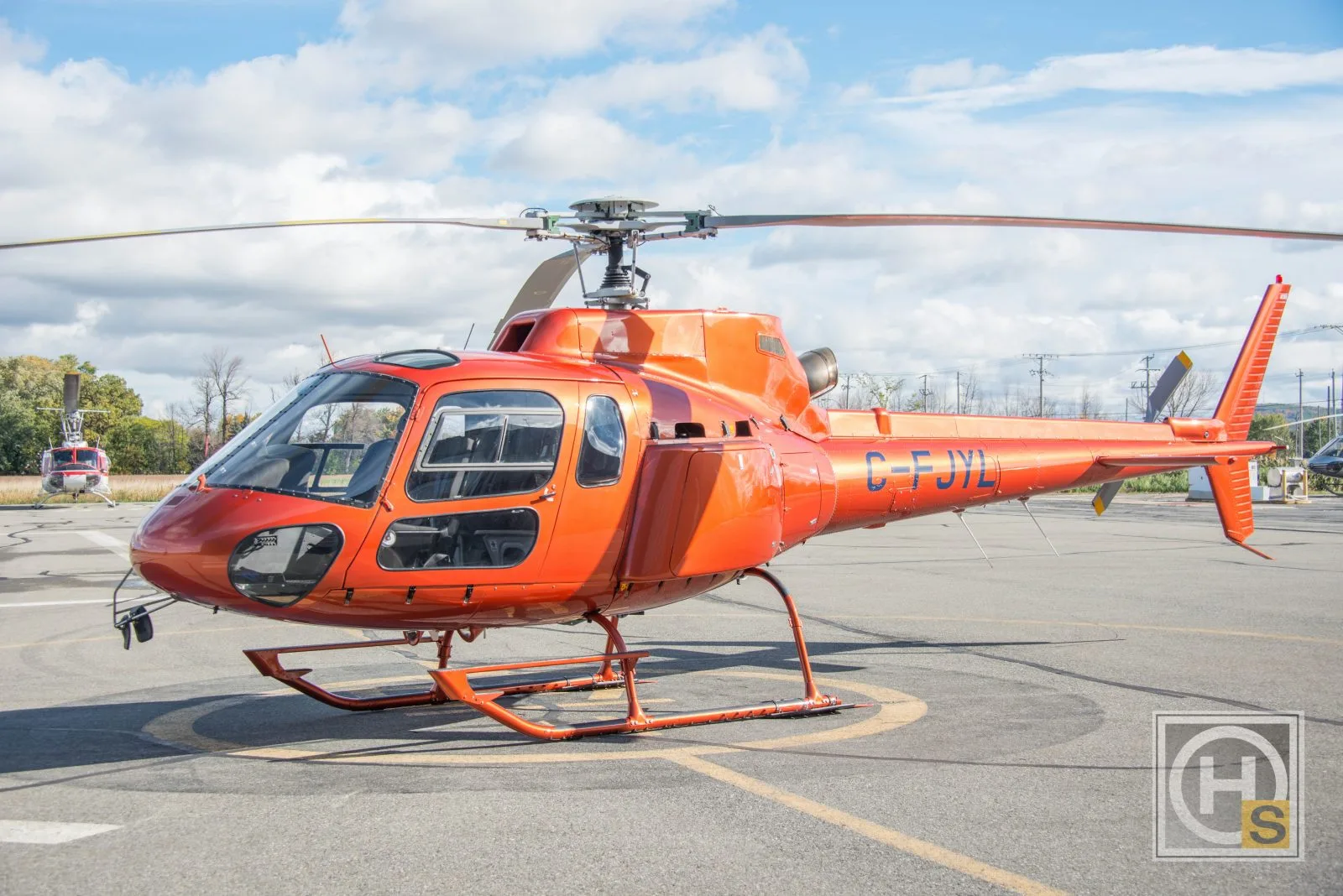 Exterior view of a Helicopter, C-FJYL.
