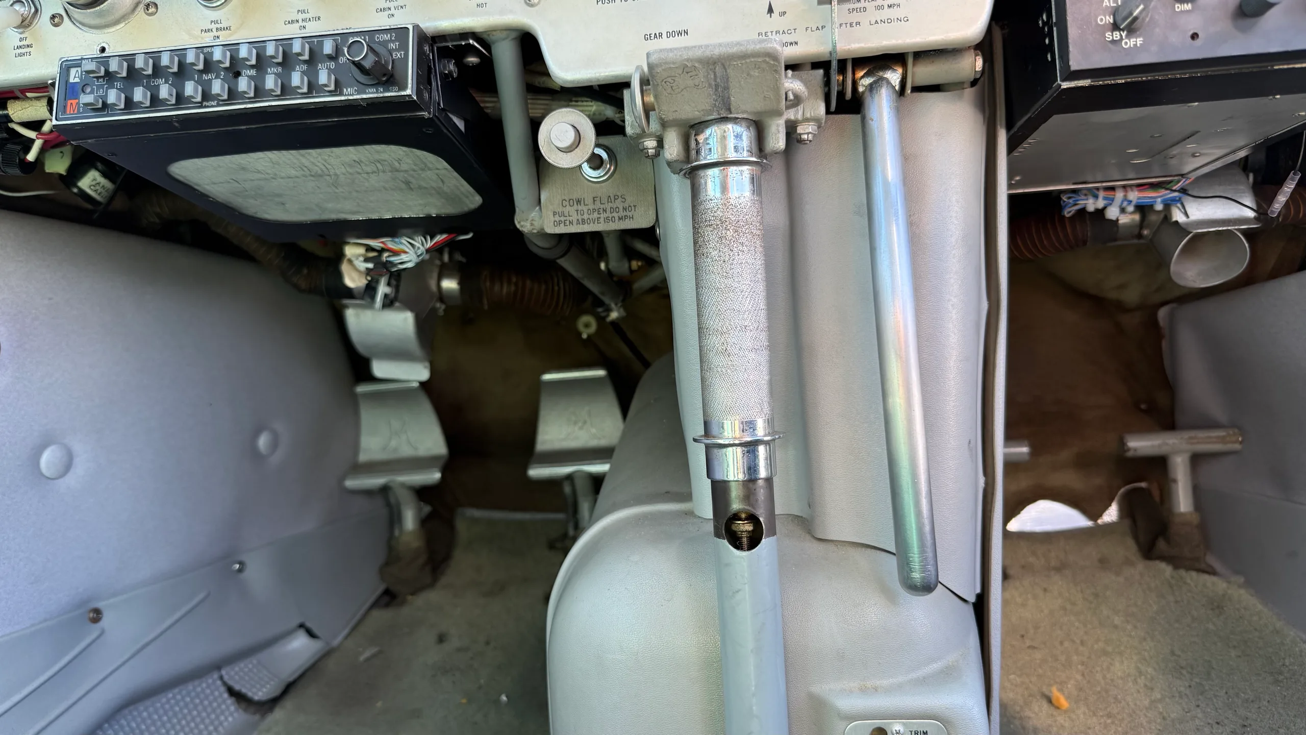 Cockpit and instrument panel of a 1965 Mooney M20C - $65,900 - N5963Q (Here at Placerville).