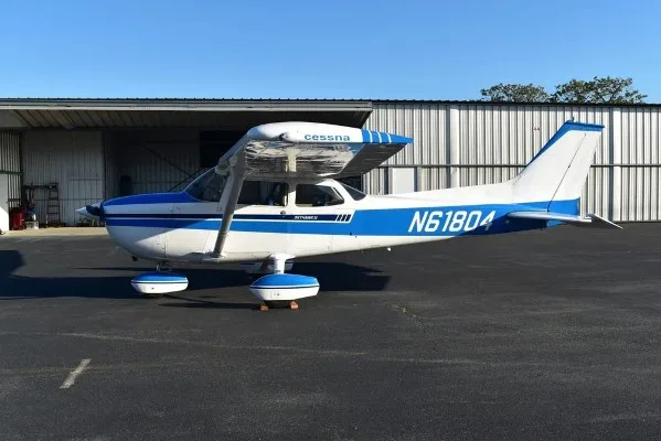 Exterior view of a 1975 Cessna 172M, N61804.