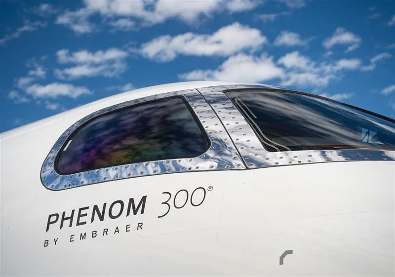 Exterior view of a 2012 Embraer Phenom 300.