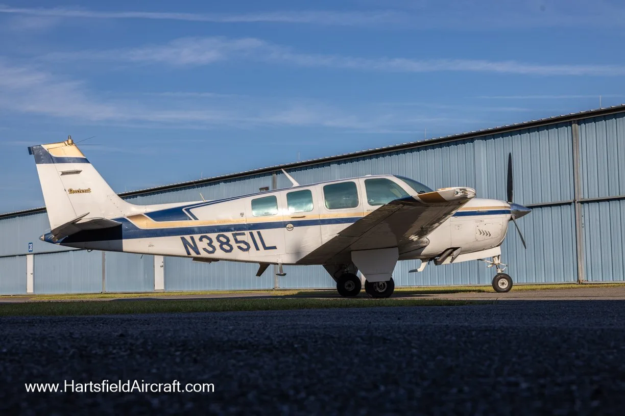 Exterior view of a 1981 Beechcraft A36 Bonanza.