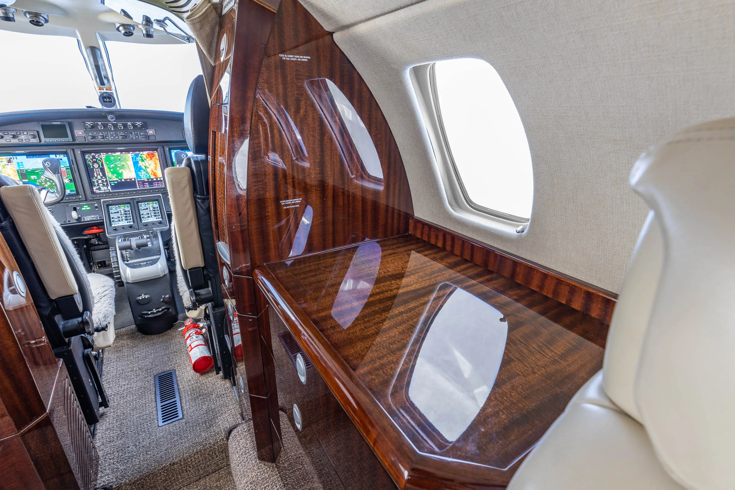 Cabin interior of a 2014 Cessna.