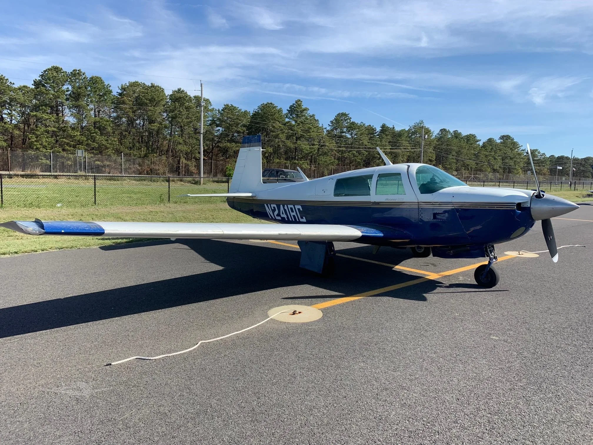 Exterior view of a 1981 MOONEY M20J 201, N241RC.