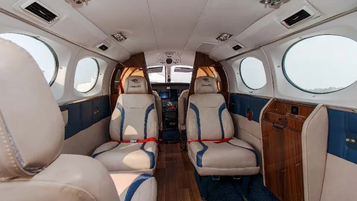 Cabin interior of a 1980 Cessna 414A.