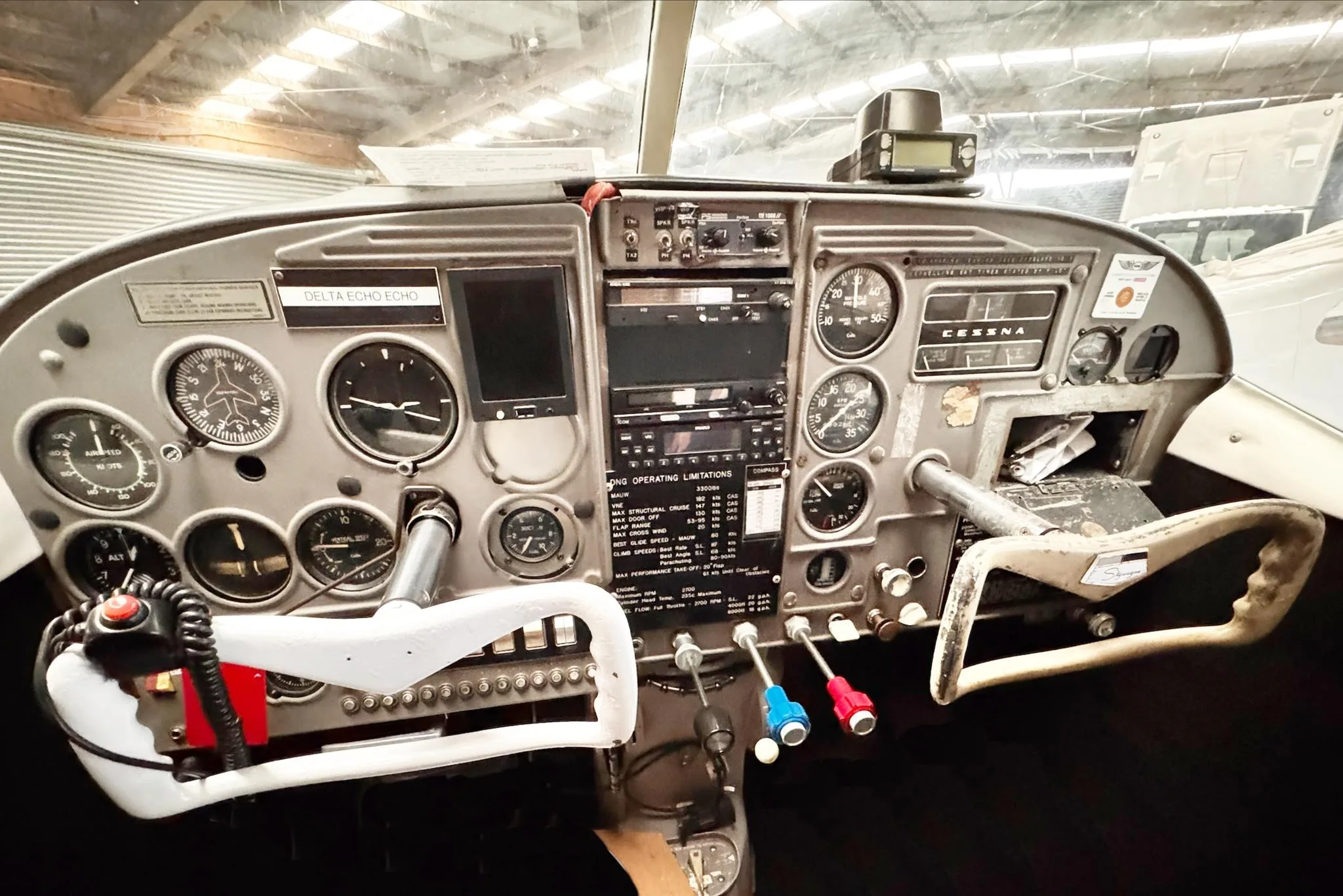 Cockpit and instrument panel of a 1964 CESSNA U206 SUPER SKYWAGON.