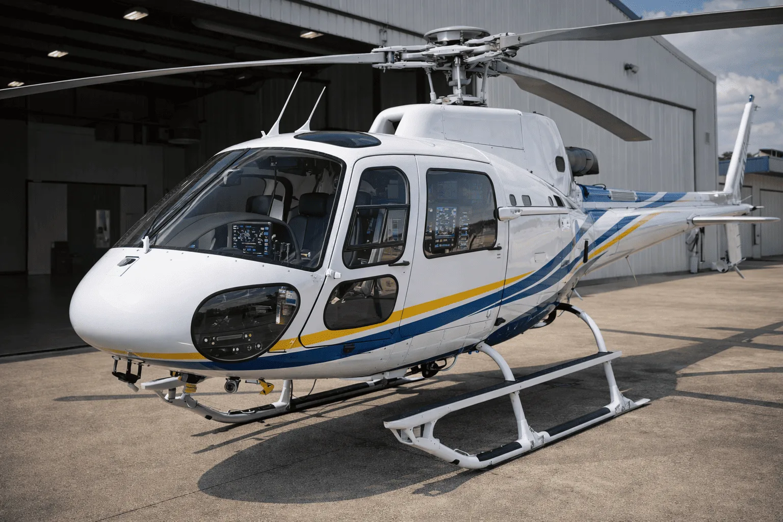 Exterior view of a Airbus h125-as350-utility-multi-mission-configuration.