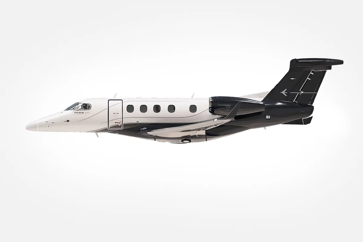 Marketing image of a 2027 Embraer Phenom 300E.