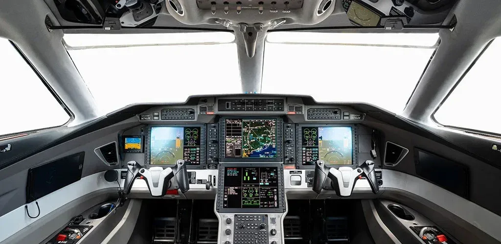 Cockpit and instrument panel of a 2018 Pilatus PC-24.