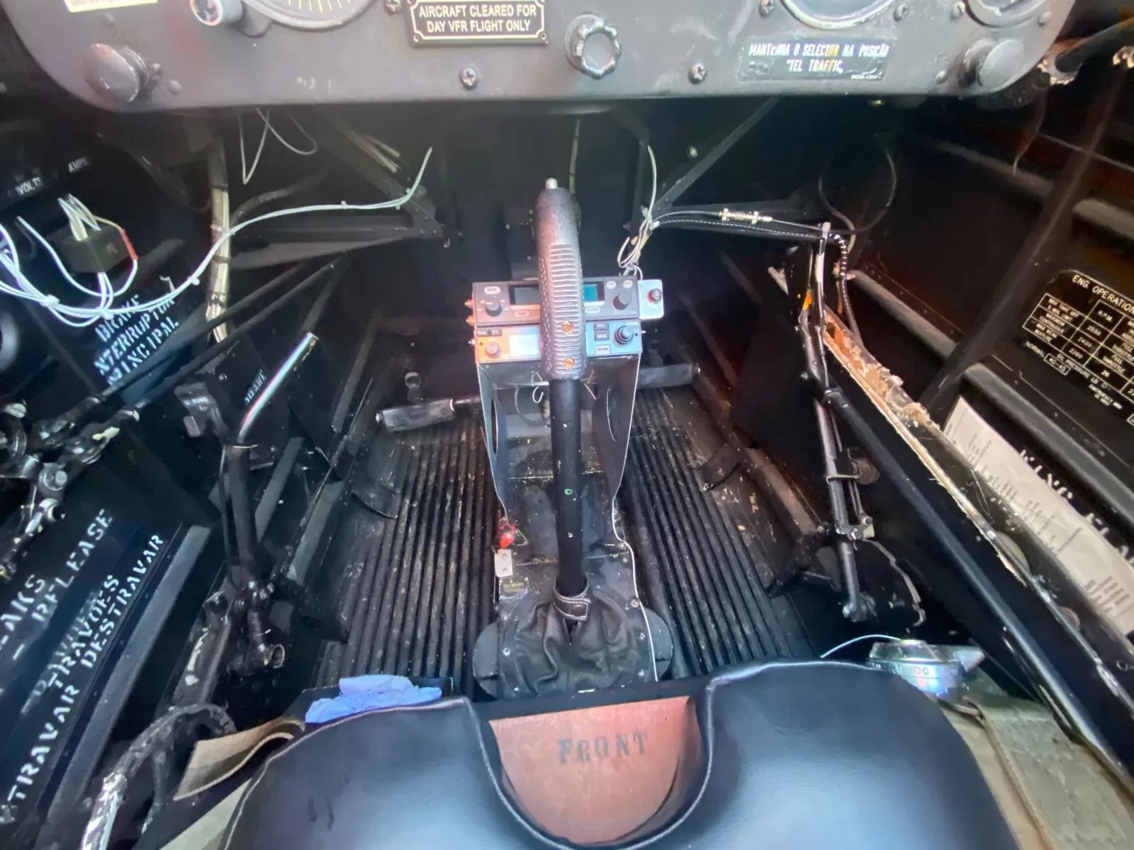 Cockpit and instrument panel of a 1955 de Havilland DHC-1 Chipmunk Mk 22.