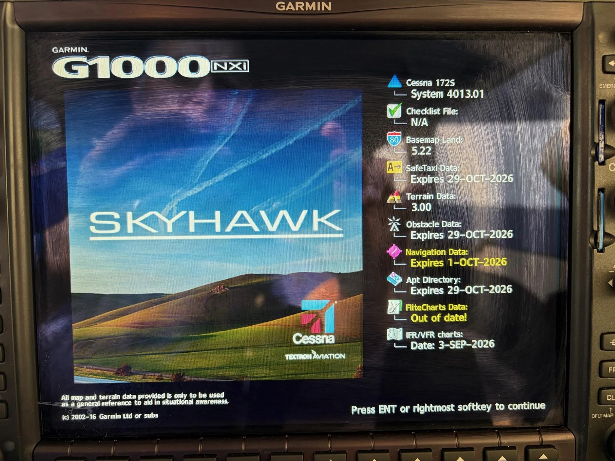 Avionics suite of a 2013 CESSNA 172S SKYHAWK SP.