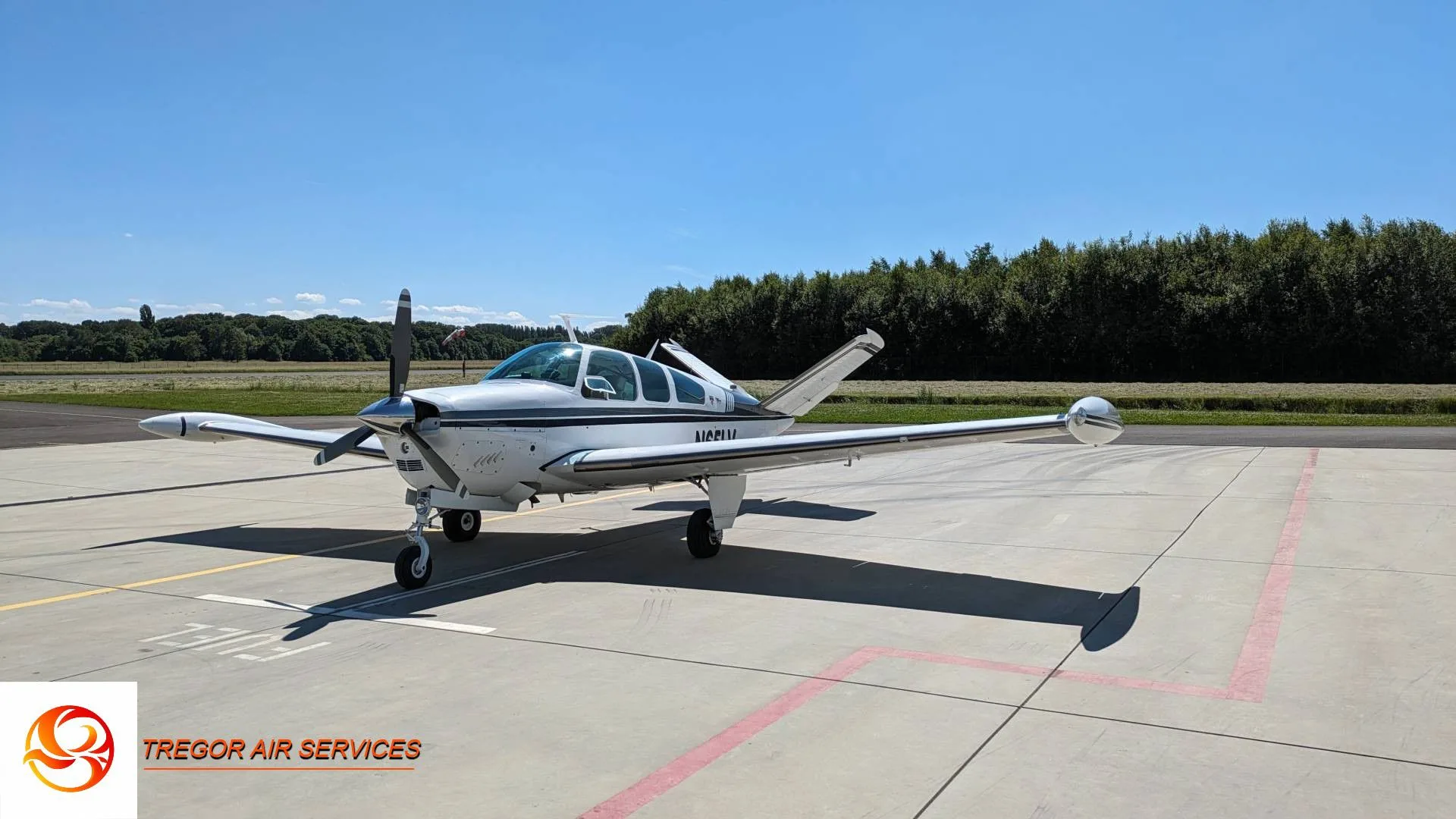Exterior view of a 1966 Beechcraft 35 Bonanza.