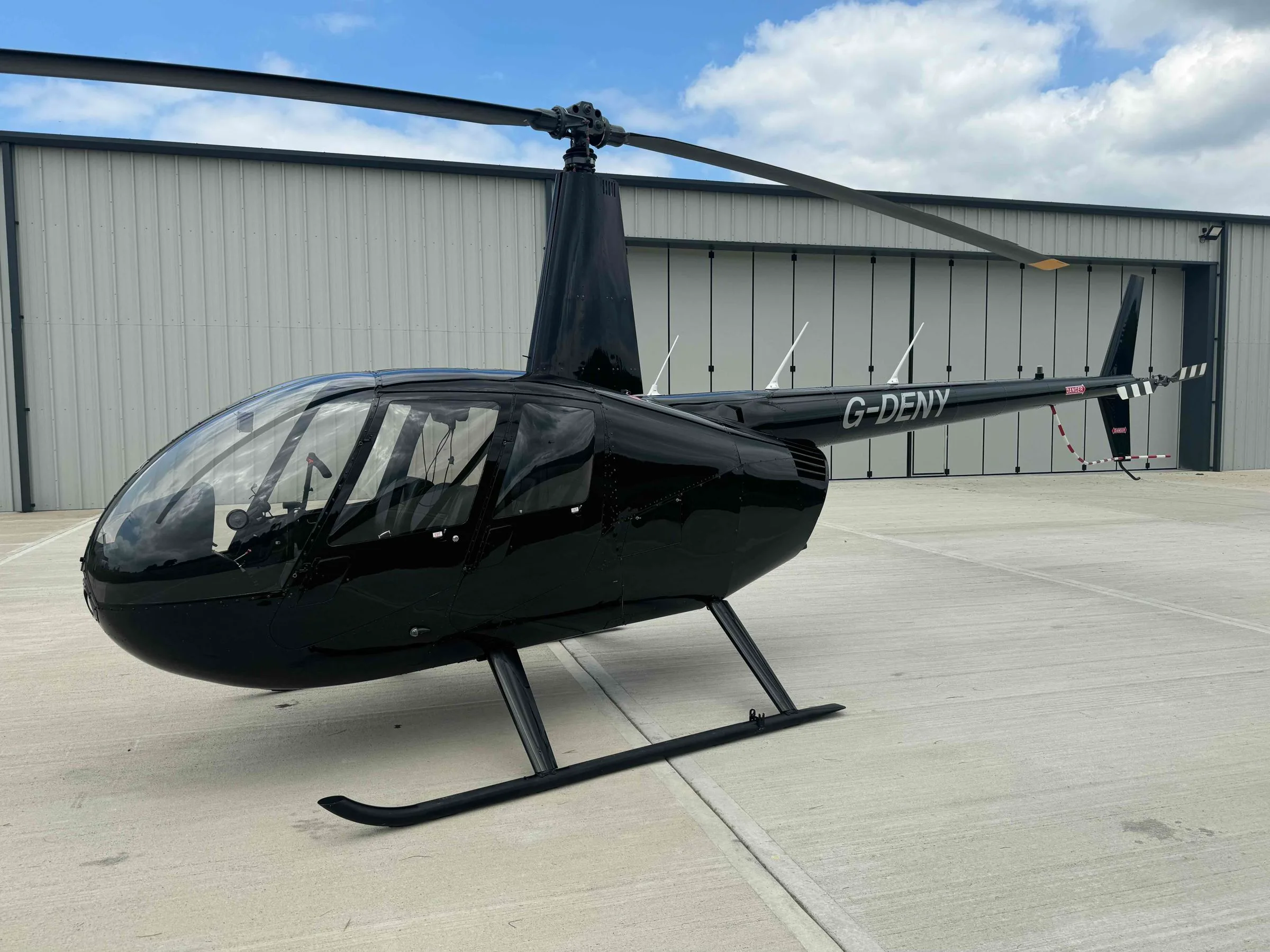 Exterior view of a 2017 Robinson R44 Raven II.