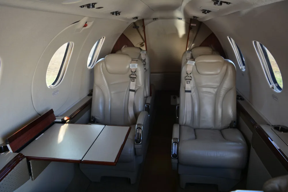 Cabin interior of a 2006 Hawker Premier IA.