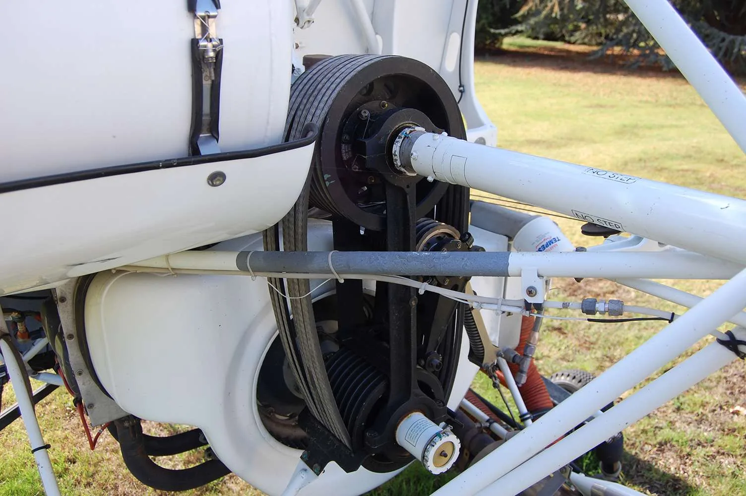 Engine detail of a 2006 Schweizer 269 CBi.