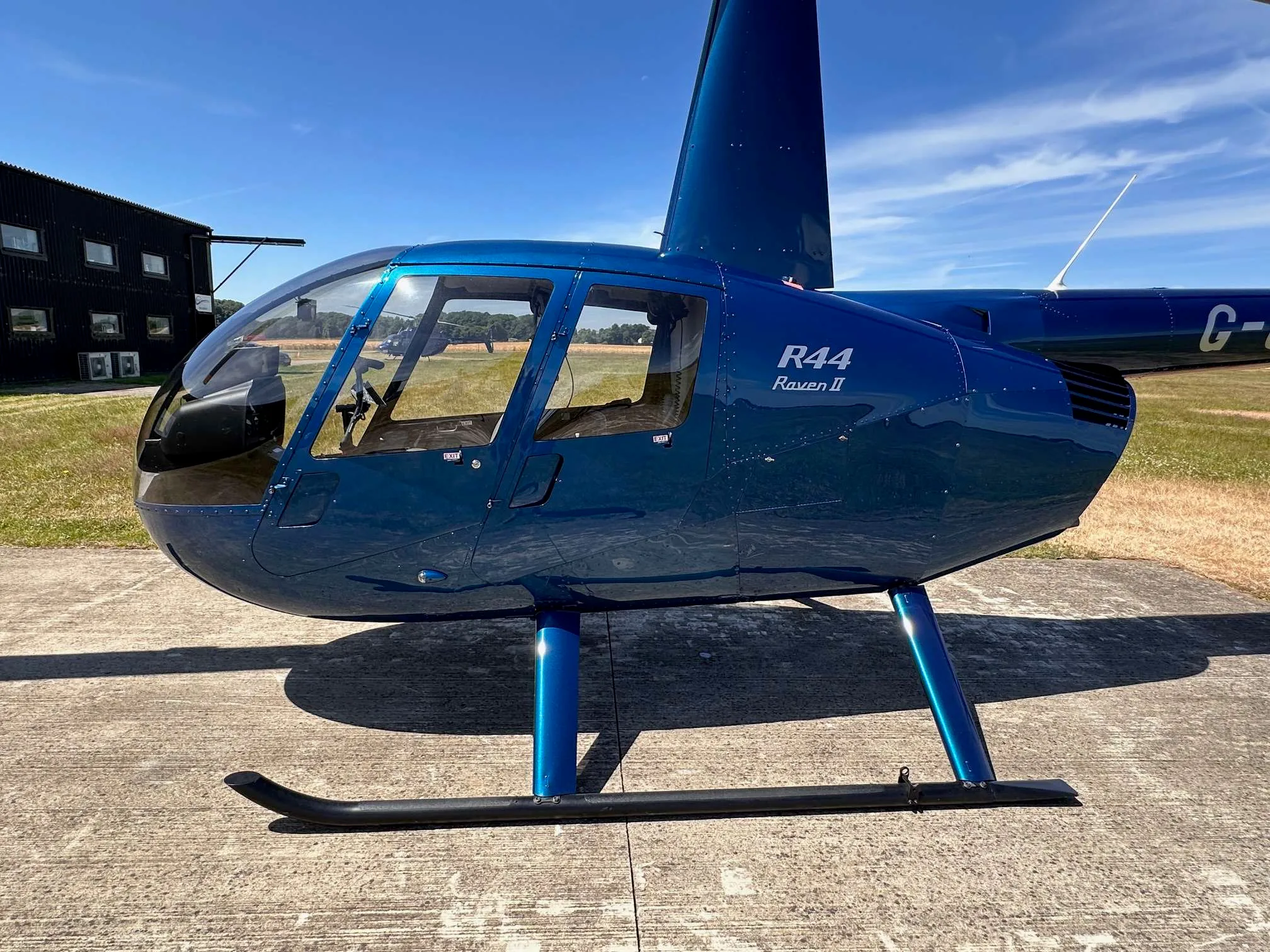 Exterior view of a 2015 Robinson R44 Raven II.