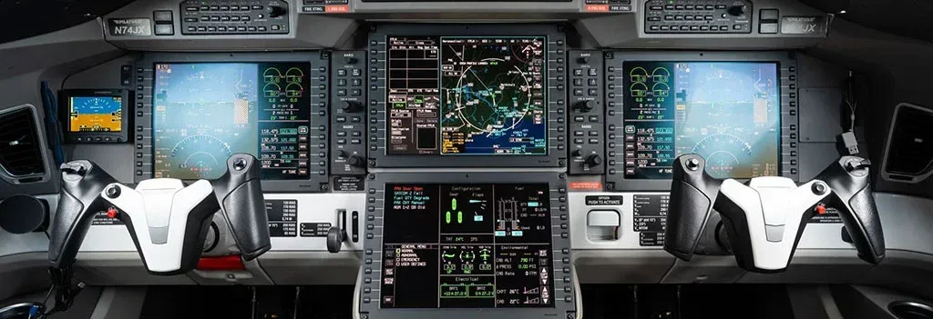 Avionics suite of a 2018 Pilatus PC-24.