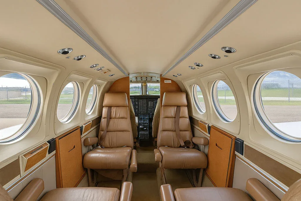 Cabin interior of a 1995 Beechcraft King Air C90.