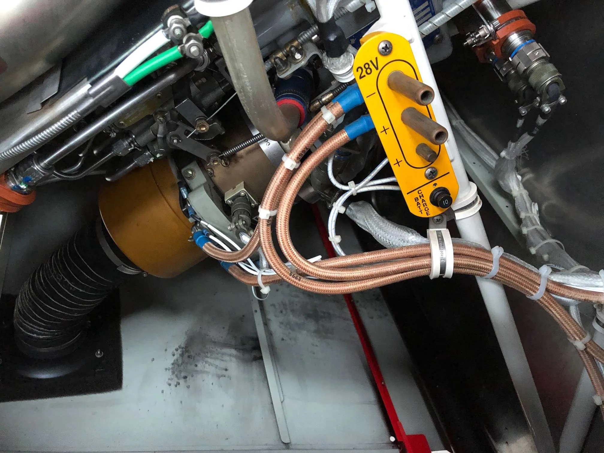 Engine detail of a 2011 Robinson R66 Turbine.