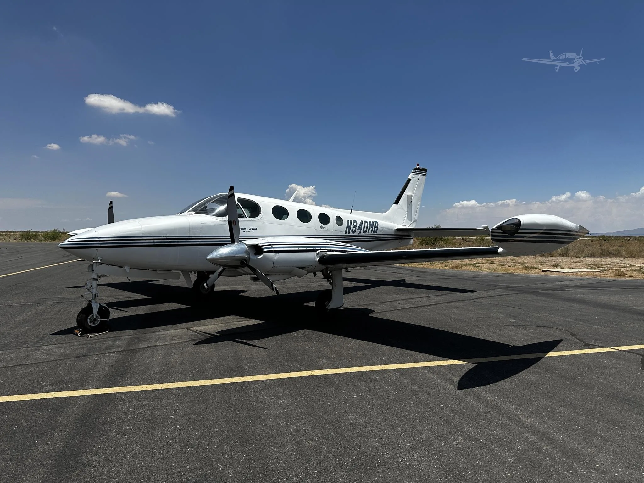Exterior view of a 1982 CESSNA 340A, N340MB.