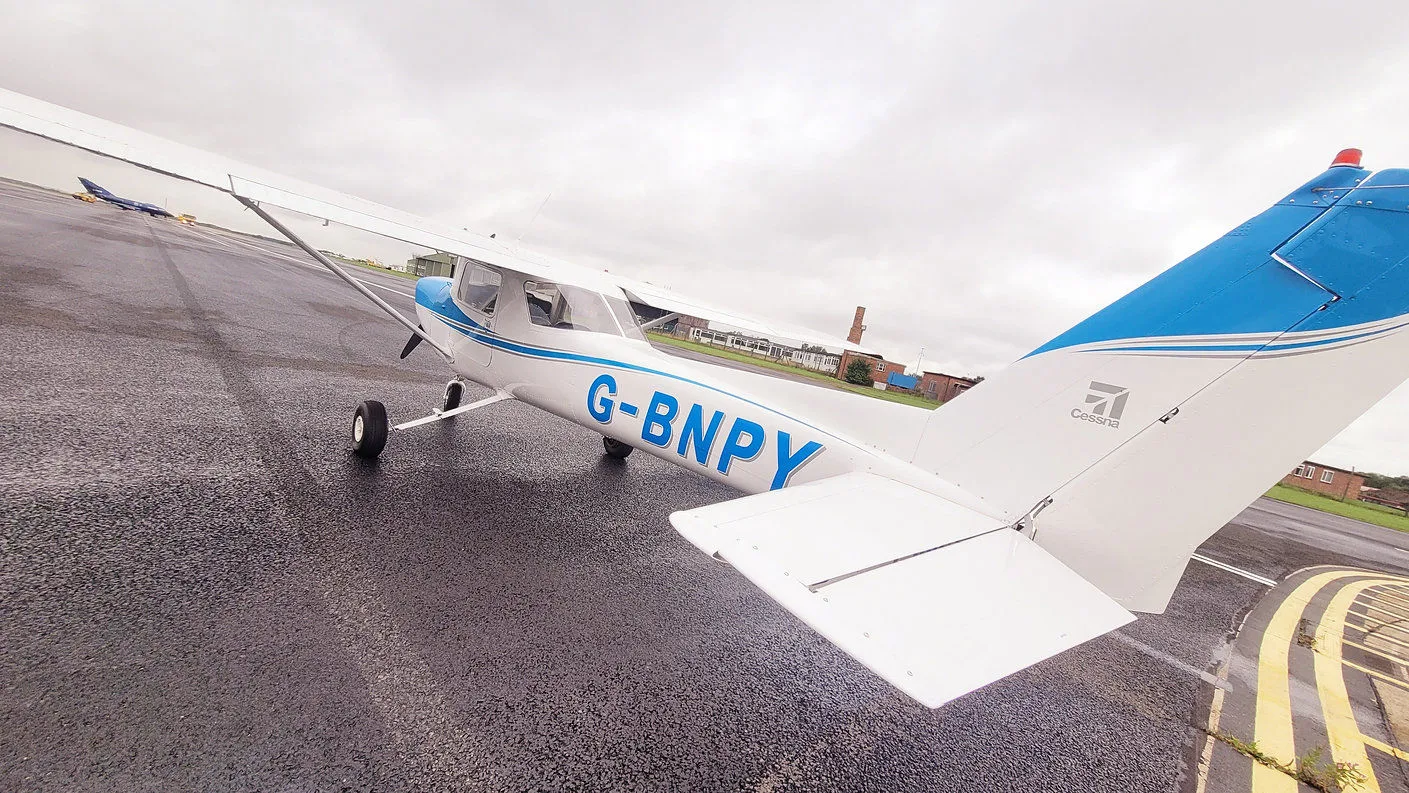 Exterior view of a 1977 Cessna 152.
