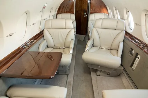 Cabin interior of a 2006 Hawker 800xpi.