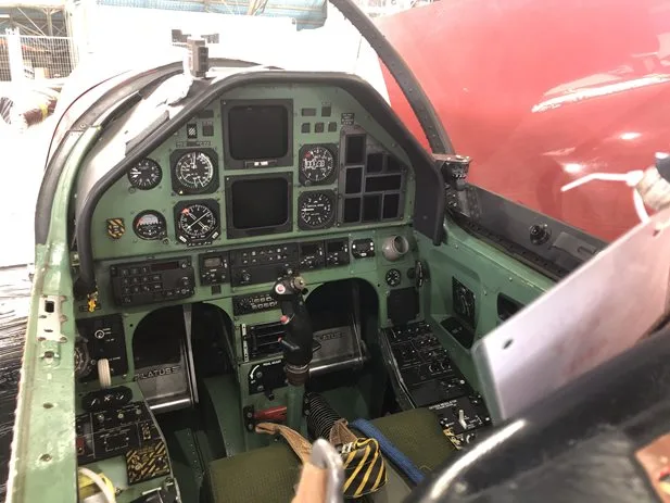 Cockpit and instrument panel of a 1991 Pilatus PC-9/A.