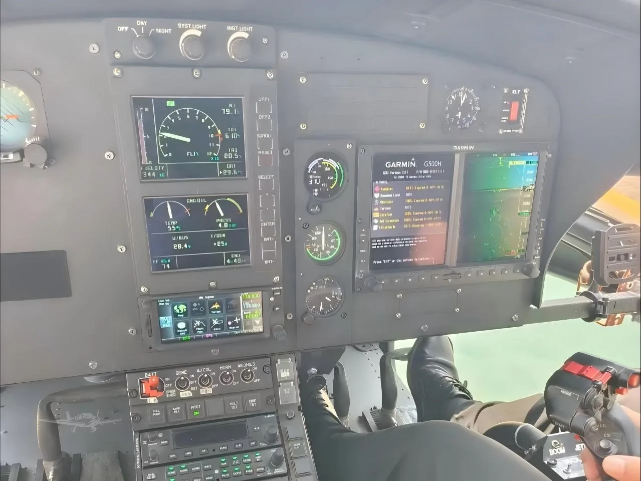 Cockpit and instrument panel of a 2018 AIRBUS H125.