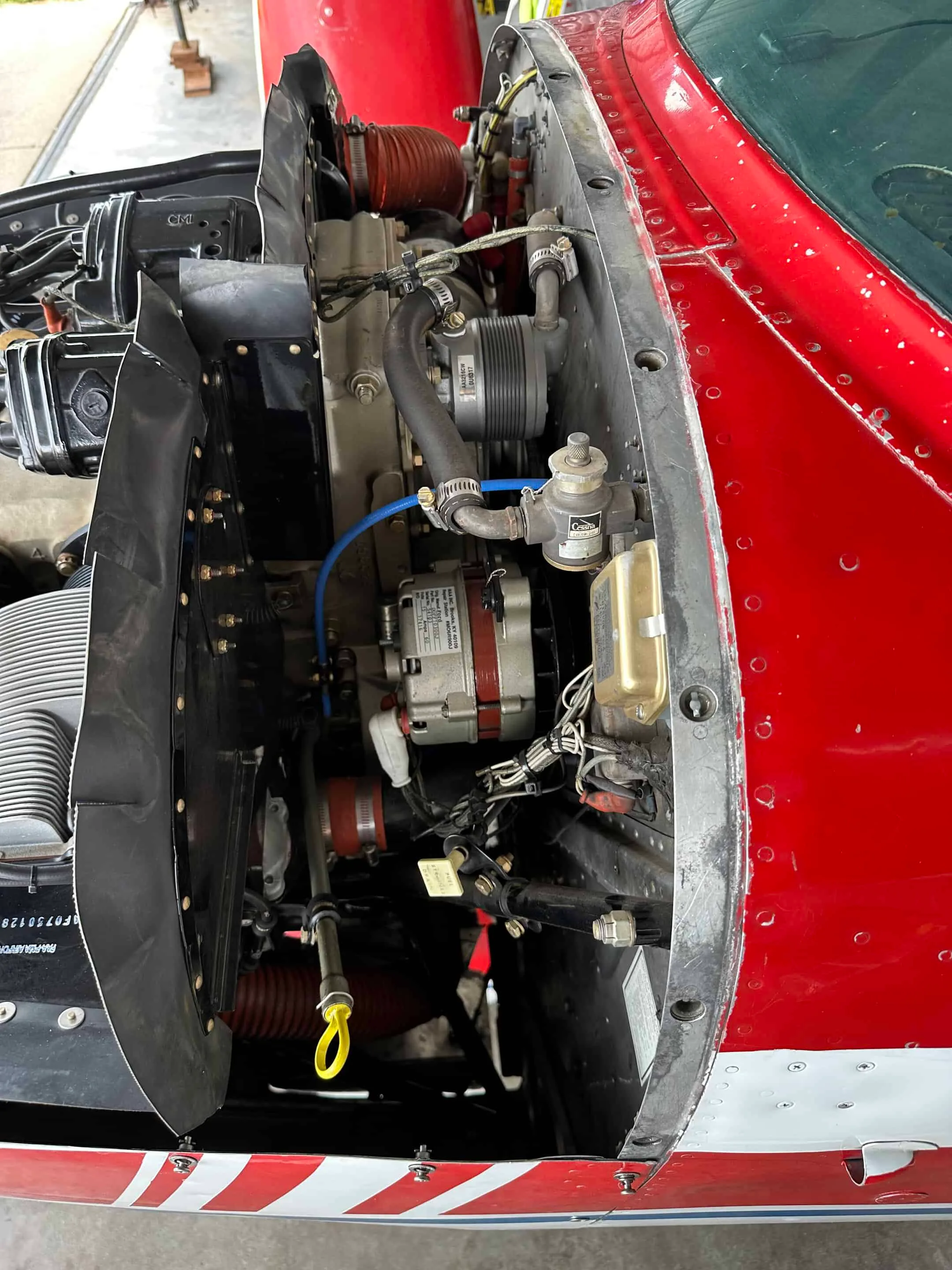 Engine detail of a 1969 Cessna 182N.