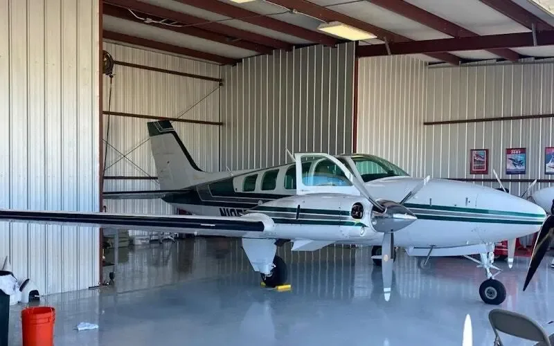 Exterior view of a 1980 Beechcraft Baron 58.