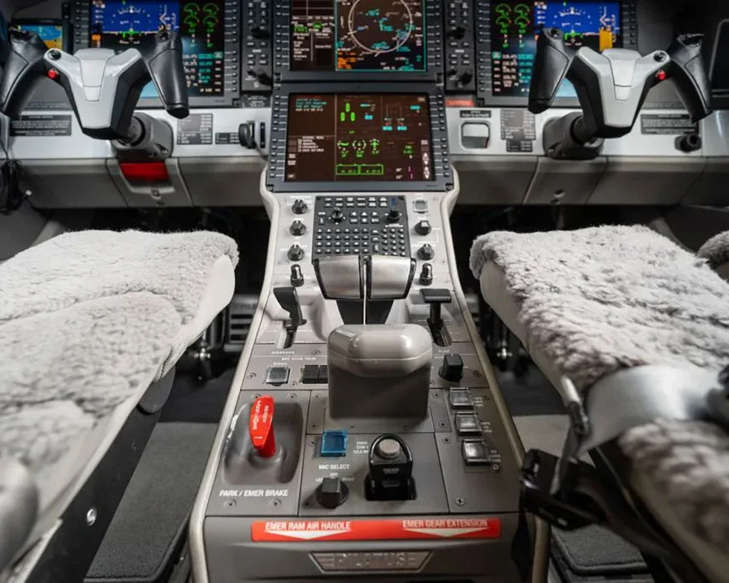 Cockpit and instrument panel of a 2018 Pilatus PC-24.