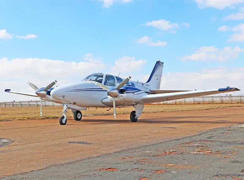 Exterior view of a 1983 Beechcraft Baron 58.