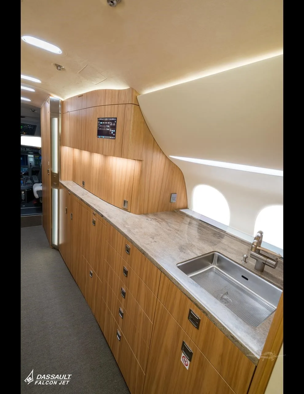 Cabin interior of a 2017 DASSAULT FALCON 8X.