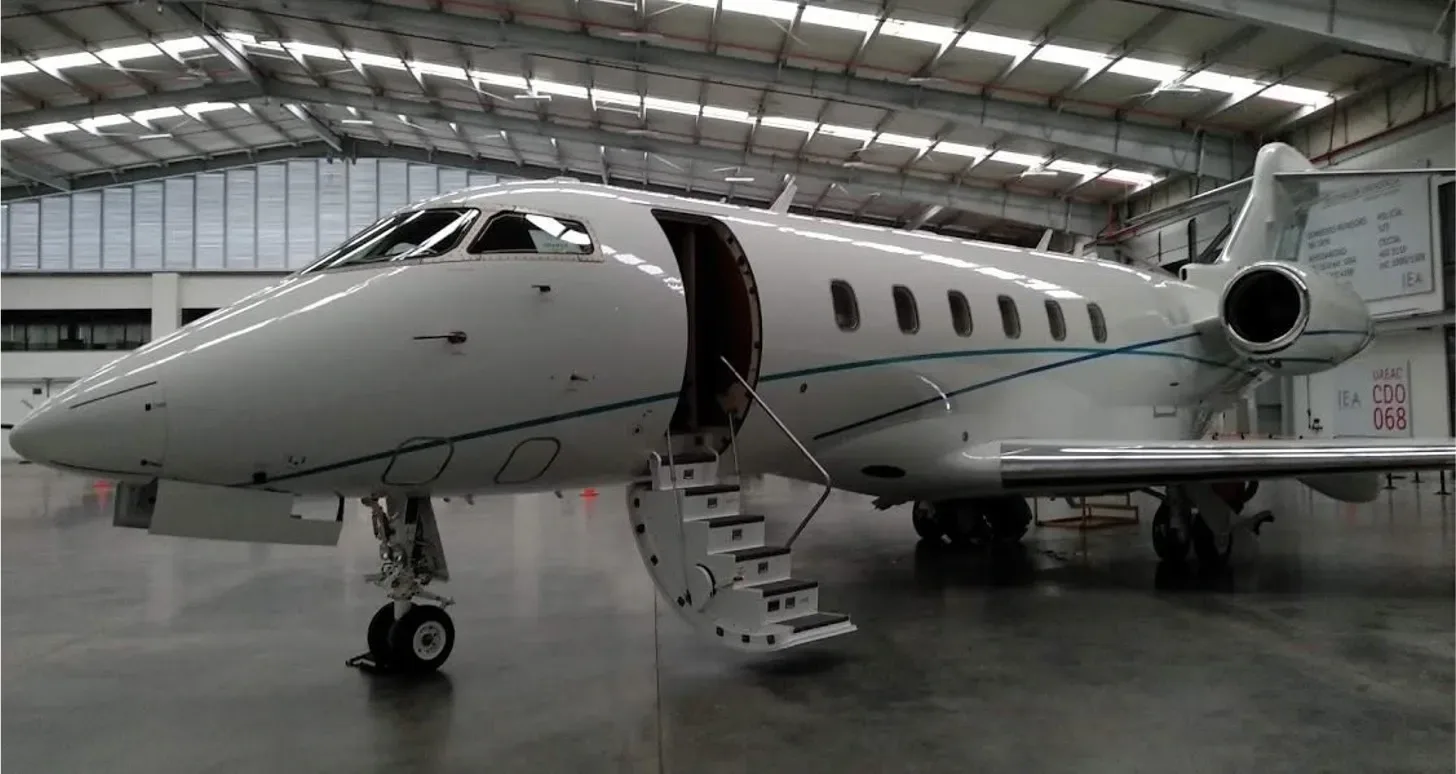 Cabin interior of a 2012 Bombardier Challenger 300.