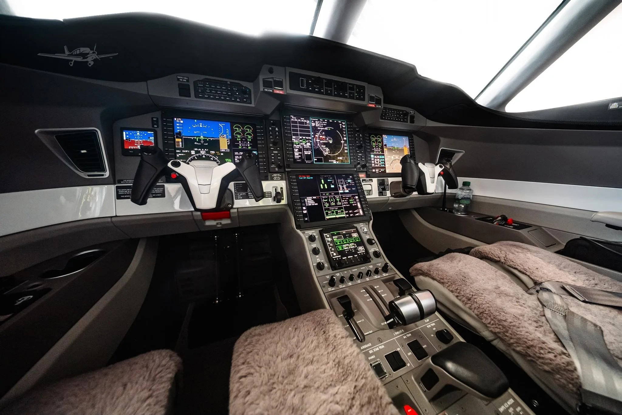 Cockpit and instrument panel of a 2023 PILATUS PC-24.