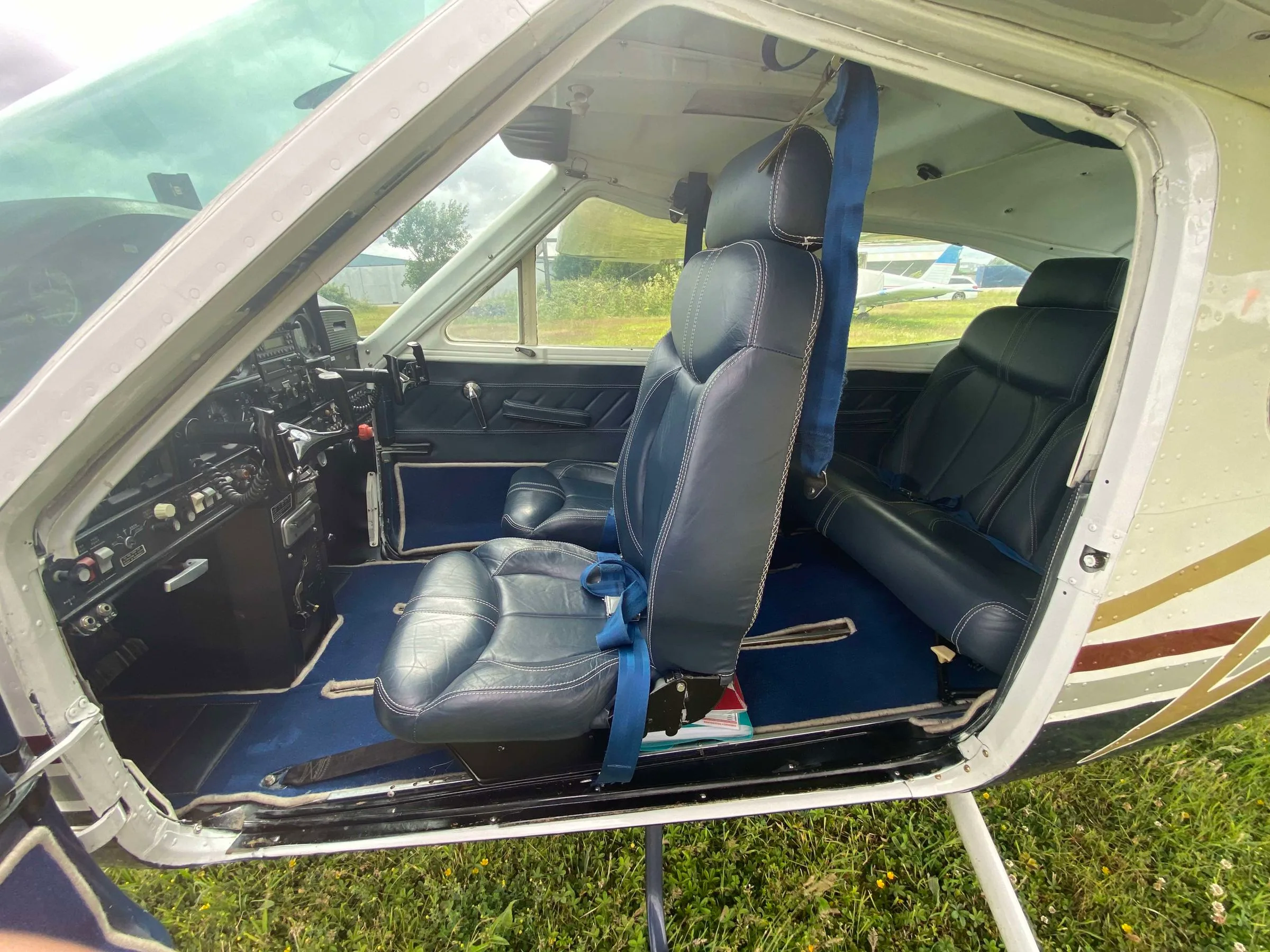 Cockpit and instrument panel of a 1971 Cessna F177RG Cardinal.