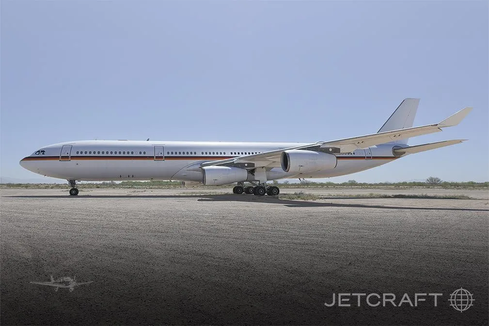 Exterior view of a 2000 AIRBUS A340.