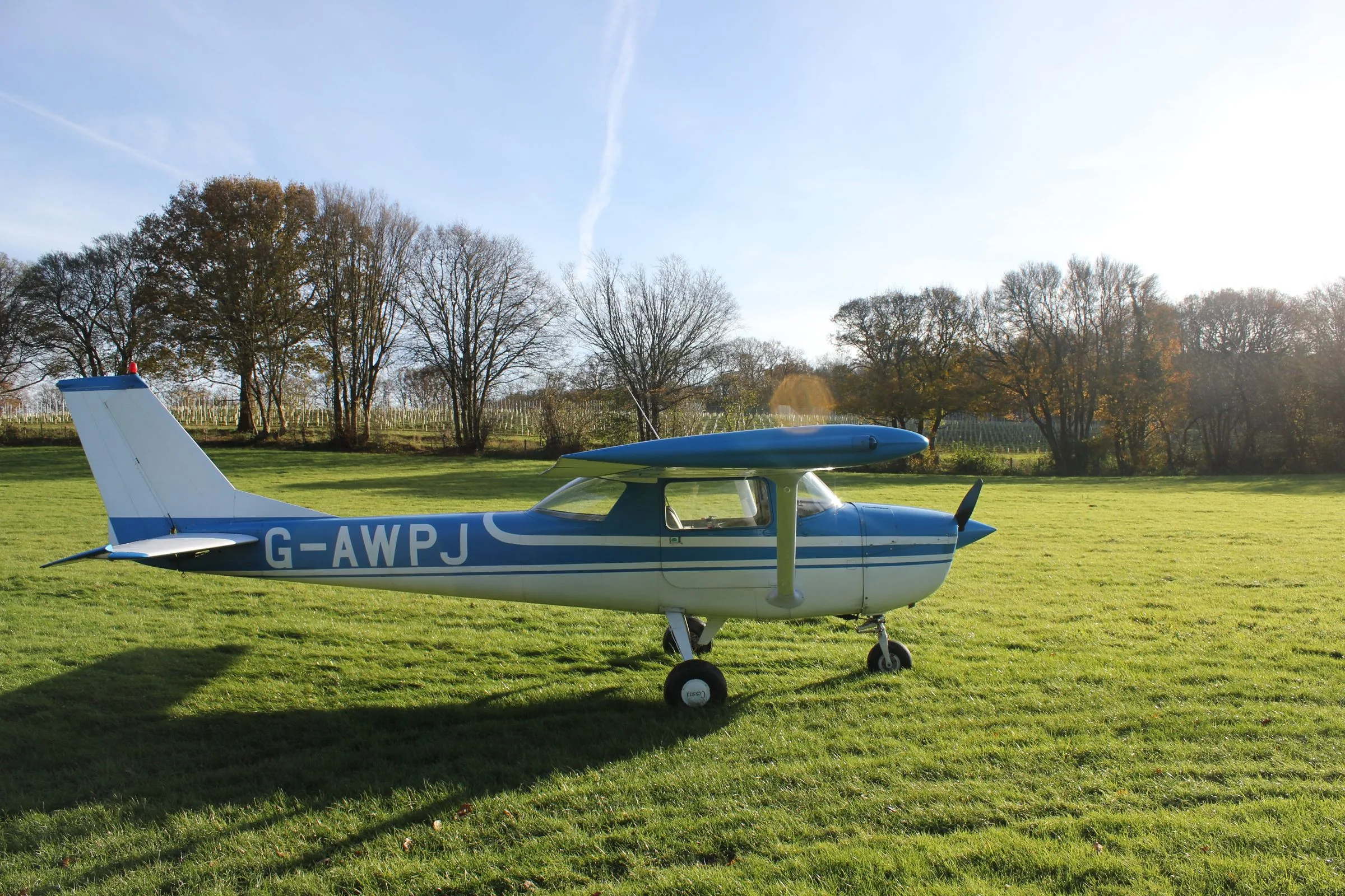 Exterior view of a 1968 Cessna F150H.