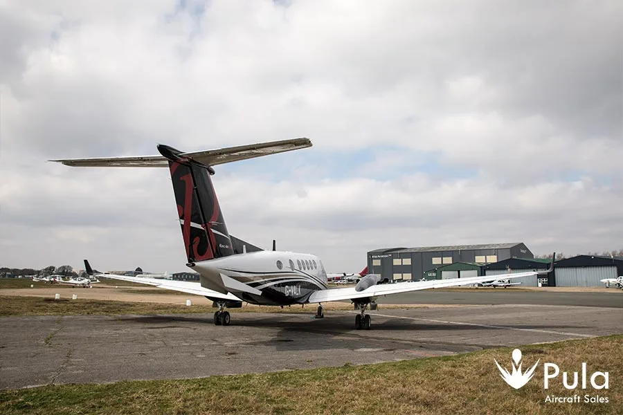 Exterior view of a 1980 Beechcraft King Air 200, G-VALK.