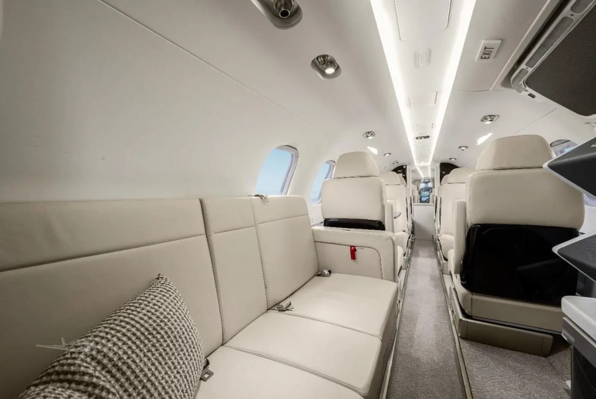 Cabin interior of a 2016 EMBRAER PHENOM 300.