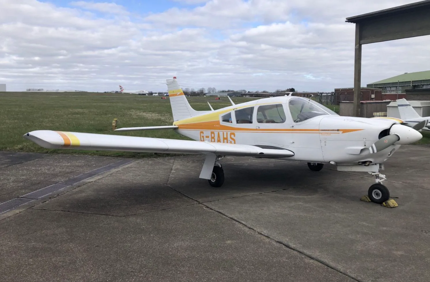 Exterior view of a 1972 Piper PA-28R-200 Arrow II.