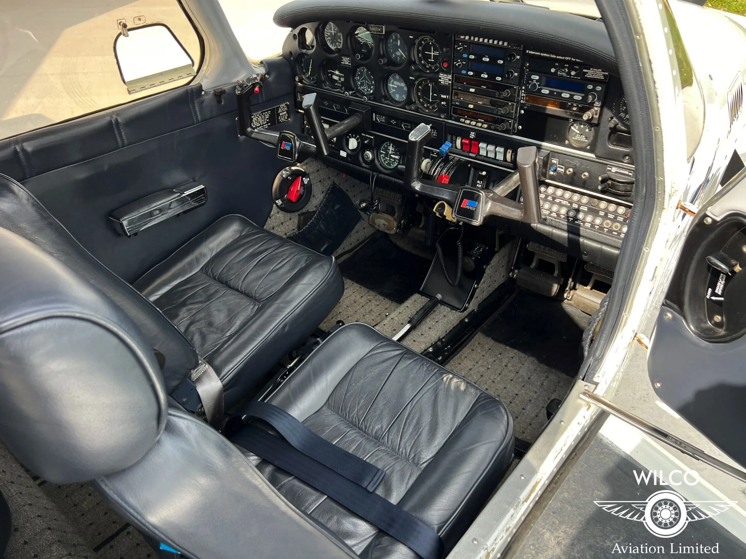 Cockpit and instrument panel of a 1980 Piper PA-28RT-201T Turbo Arrow IV.