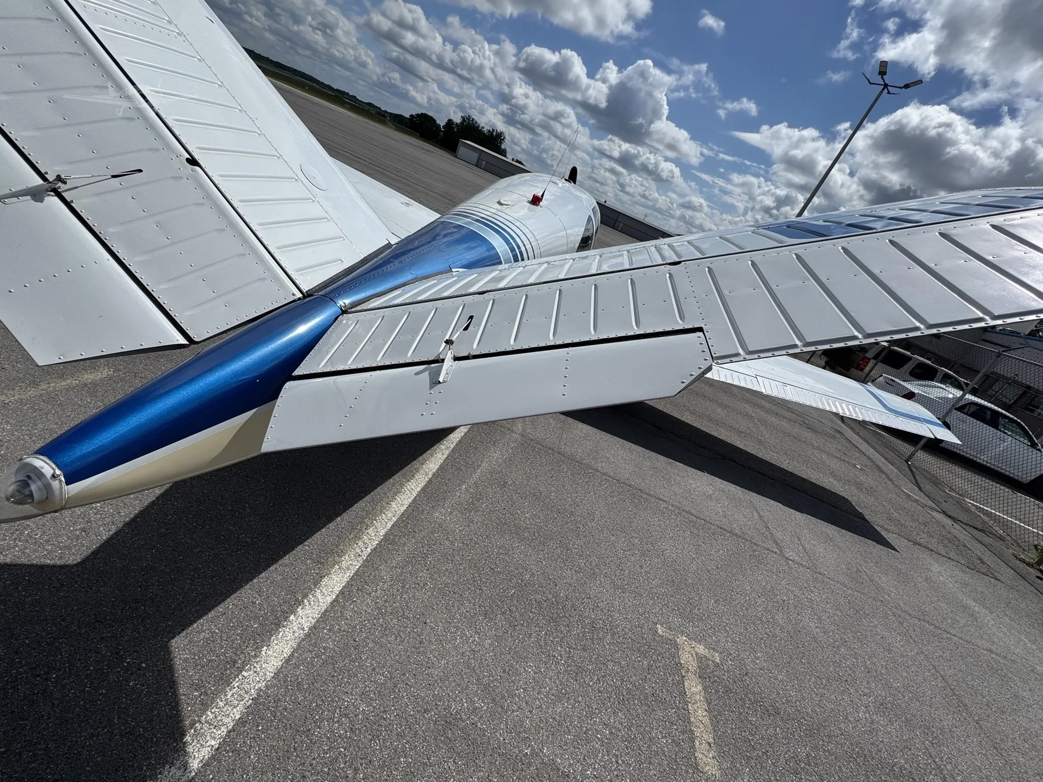 Exterior view of a 1960 BEECHCRAFT M35 BONANZA, N9842R.