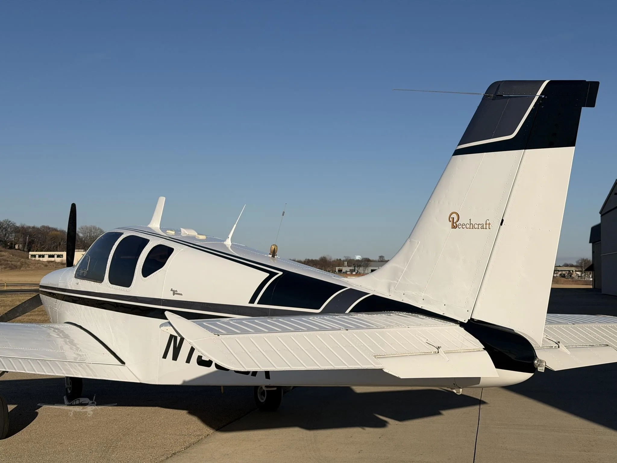 Exterior view of a 1964 BEECHCRAFT B33 DEBONAIR, N7935K.