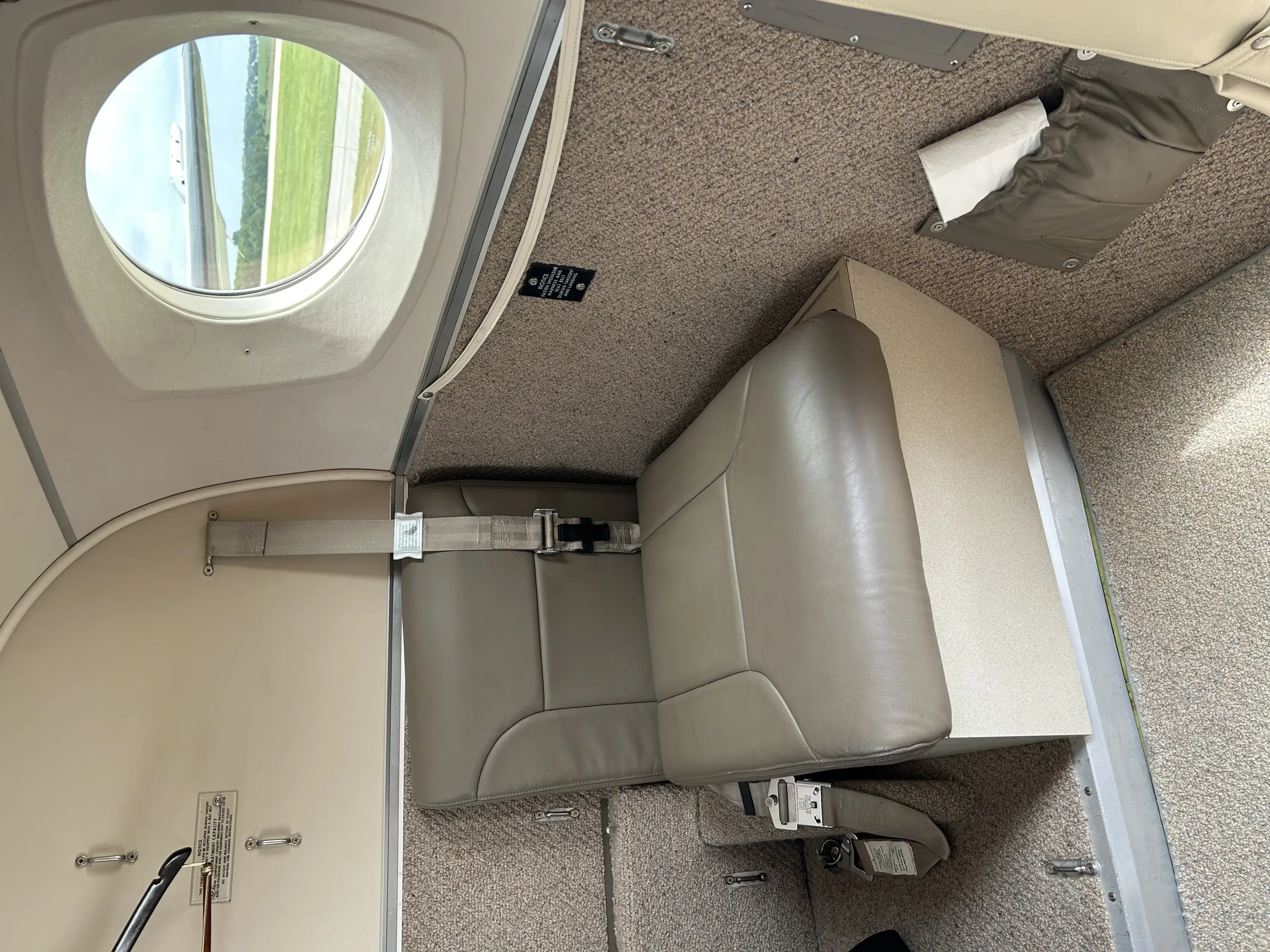 Cabin interior of a 1995 Beechcraft King Air.