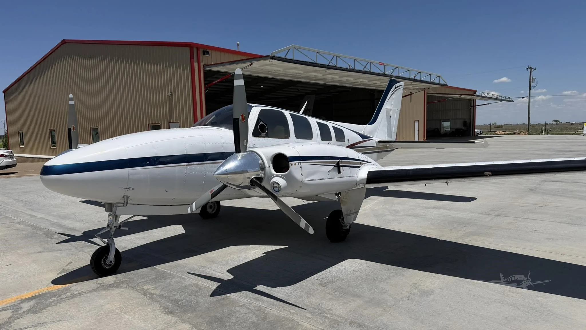 Exterior view of a 1977 BEECHCRAFT 58P BARON, N358PB.