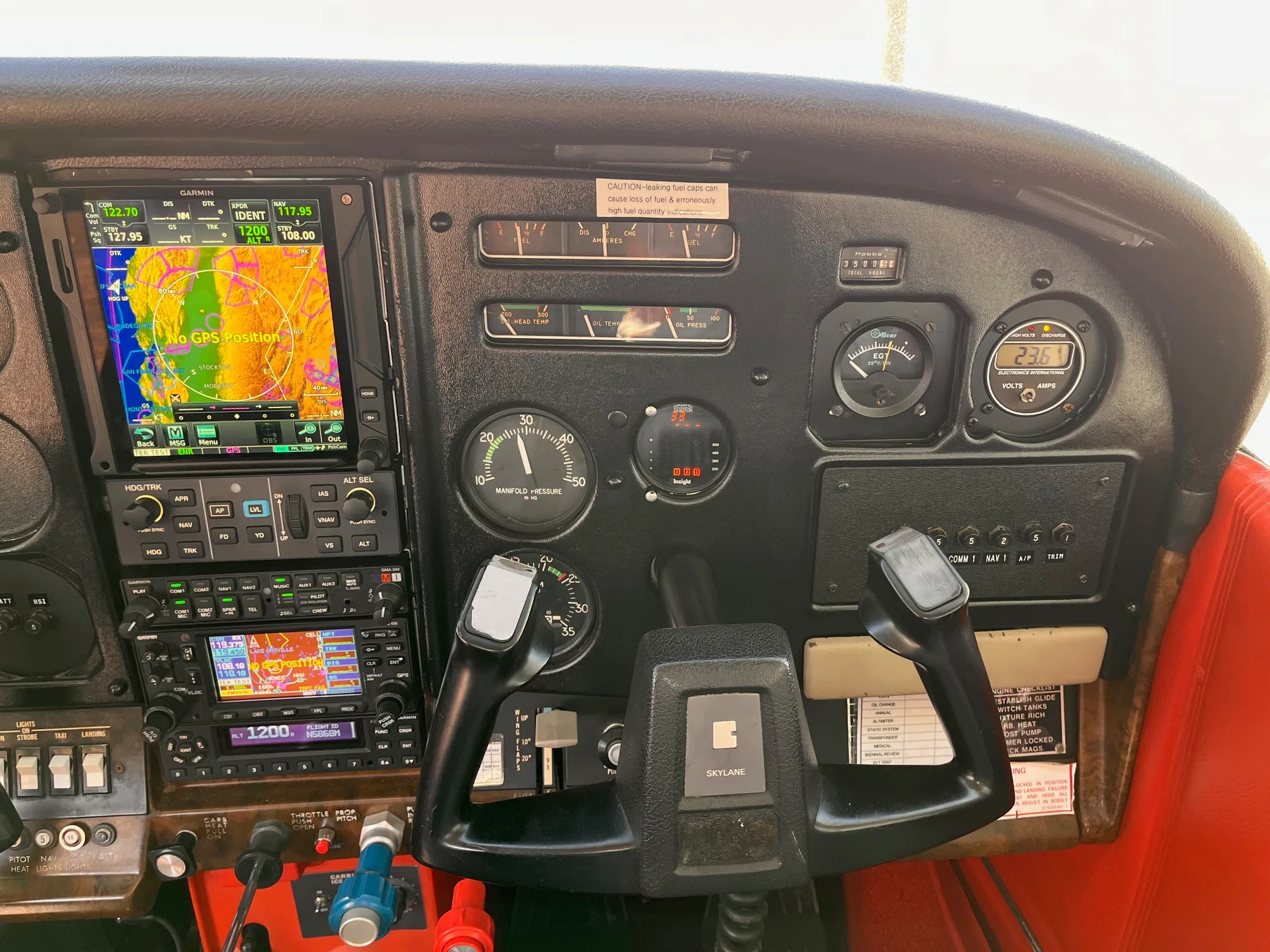 Cockpit and instrument panel of a 1978 Cessna 182Q Skylane - $165,000 - N5868M (Very local to Placerville).