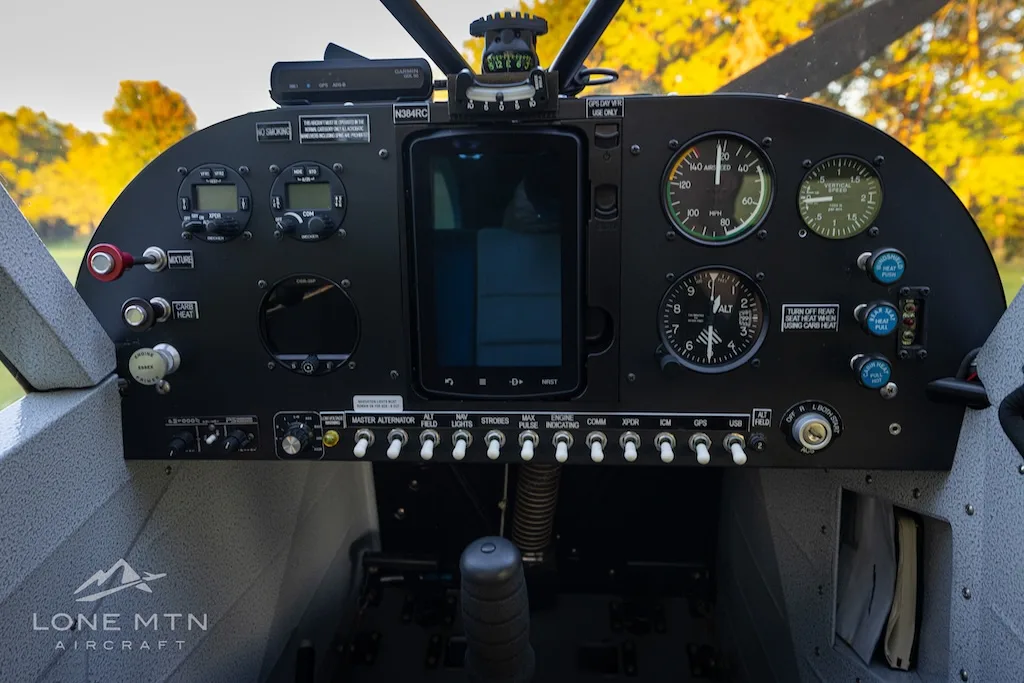 Cockpit and instrument panel of a 1978 Piper PA-18-150.