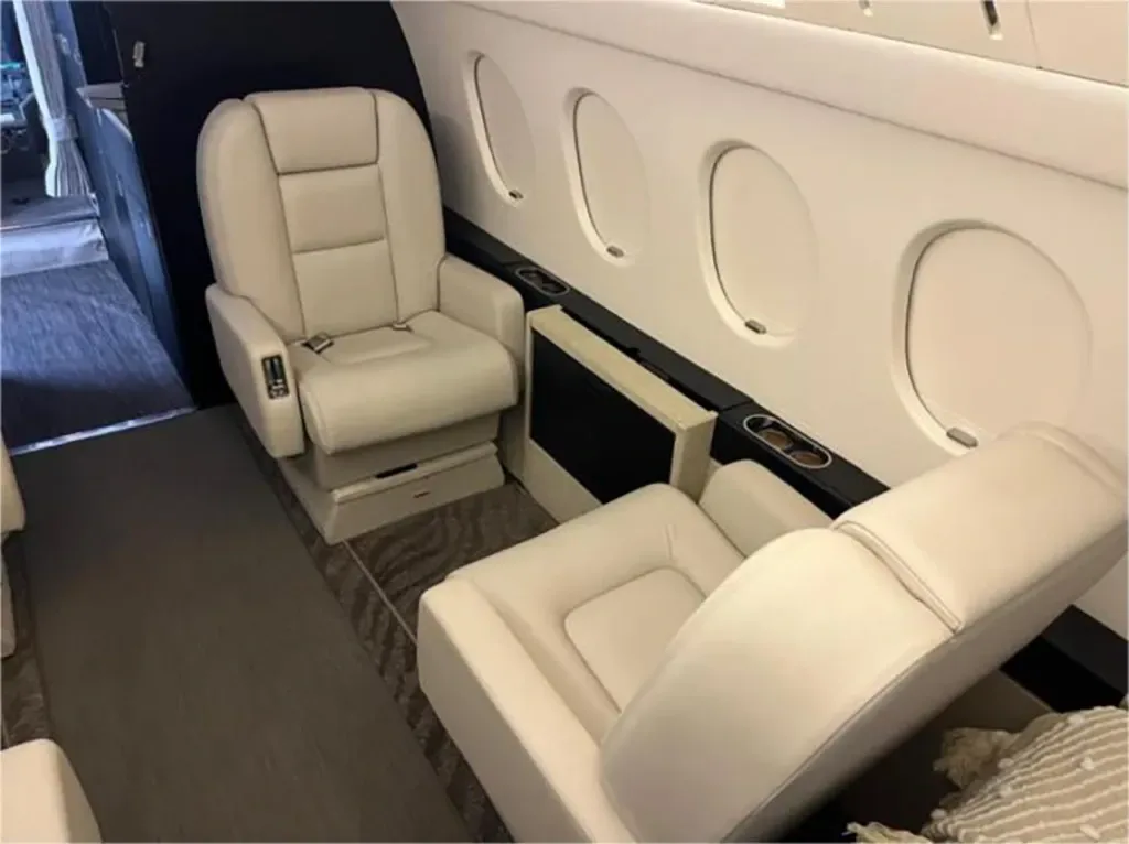 Cabin interior of a 1995 Dassault Falcon 900B.