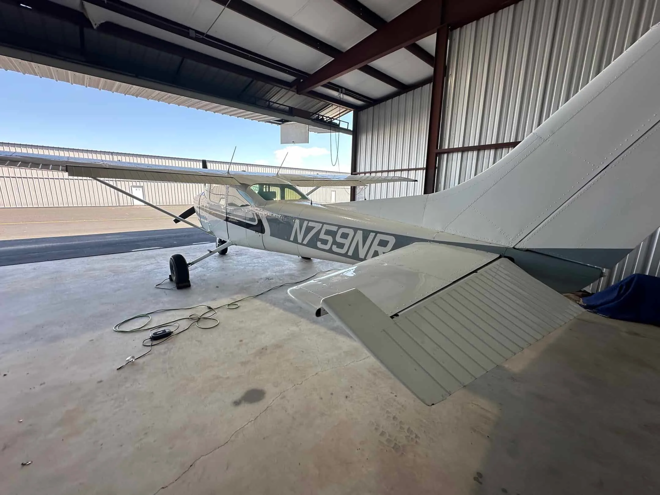Exterior view of a 1977 Cessna 182Q, N759NR.